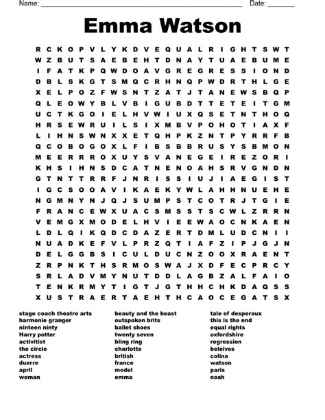 2017 emma watson role crossword